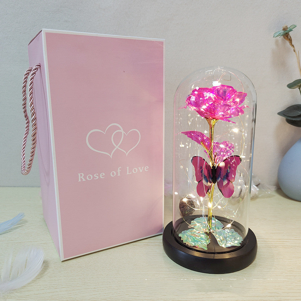 Eternal Rose LED Light In Glass Cover Valentine's Day Gift
