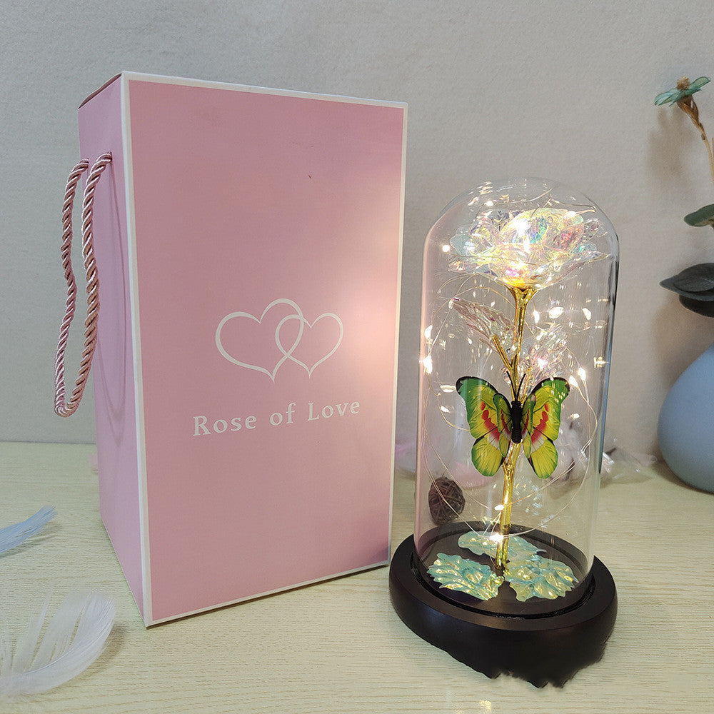 Eternal Rose LED Light In Glass Cover Valentine's Day Gift