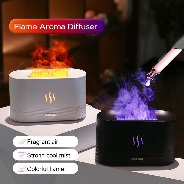 Ultrasonic Flame Humidifier Led RGB Colorful Aroma Diffuser