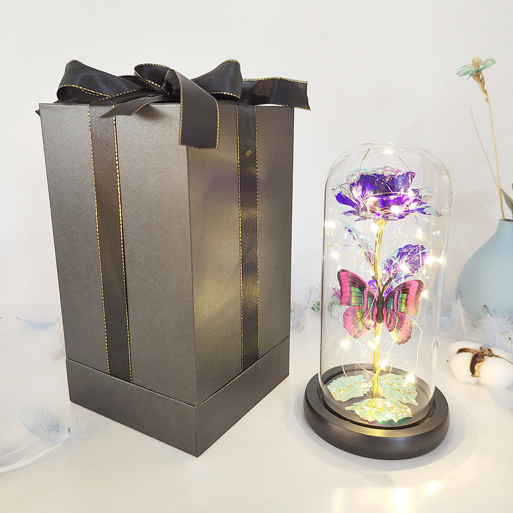 Eternal Rose LED Light In Glass Cover Valentine's Day Gift