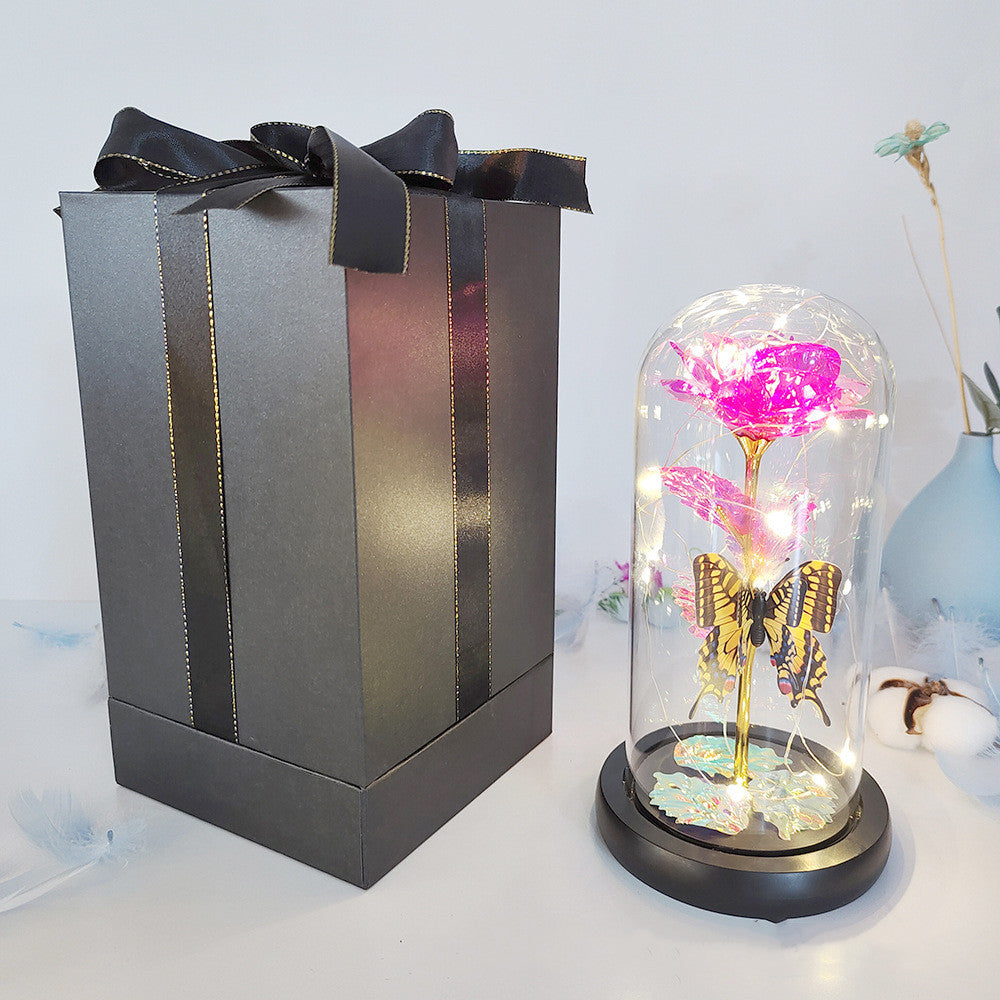Eternal Rose LED Light In Glass Cover Valentine's Day Gift
