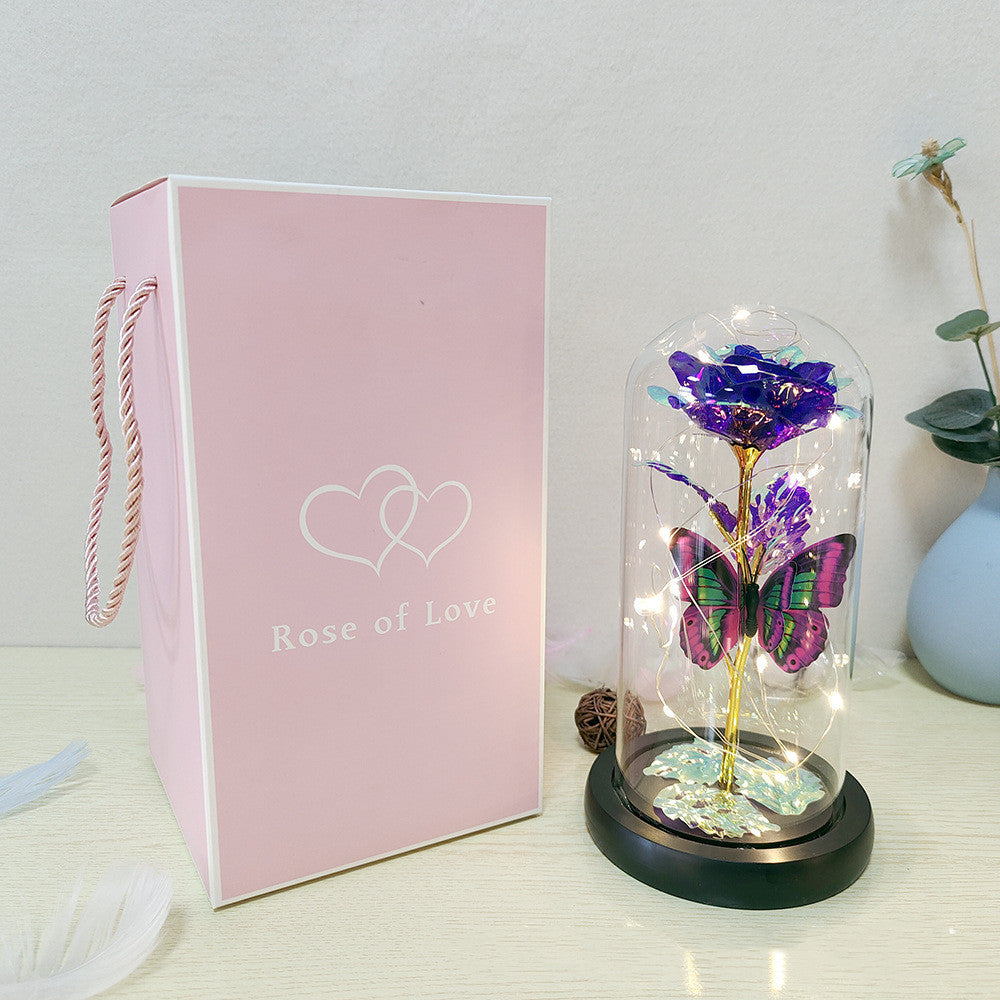 Eternal Rose LED Light In Glass Cover Valentine's Day Gift