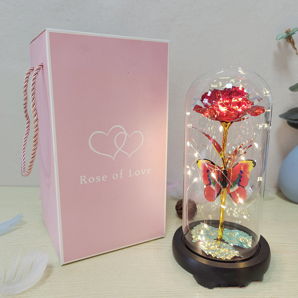 Eternal Rose LED Light In Glass Cover Valentine's Day Gift
