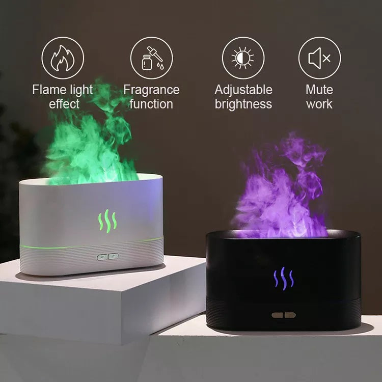 Ultrasonic Flame Humidifier Led RGB Colorful Aroma Diffuser
