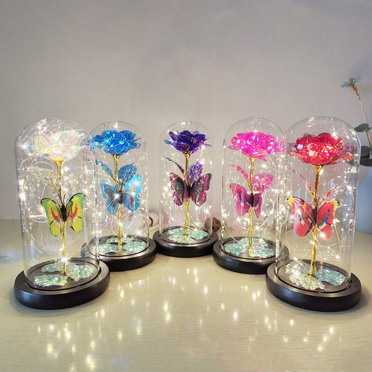 Eternal Rose LED Light In Glass Cover Valentine's Day Gift